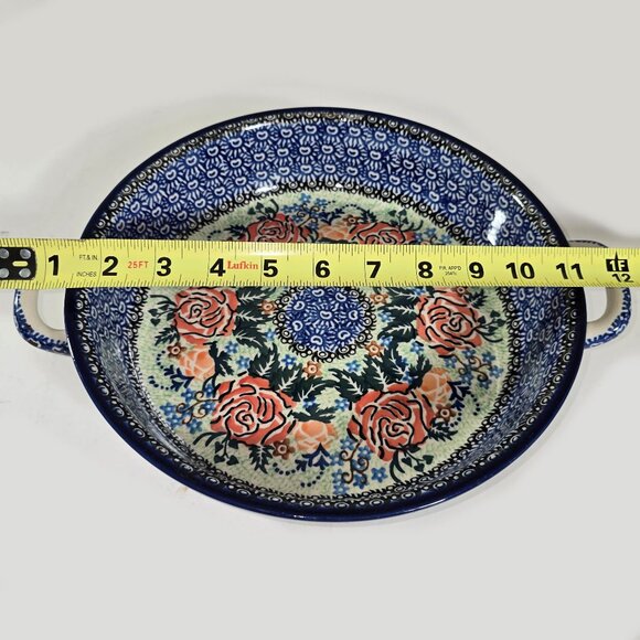 Unikat 1897 Ultimate Bakeware Col. 2007 Floral Handmade 12 x 2.5 Polish Pottery - Picture 11 of 14